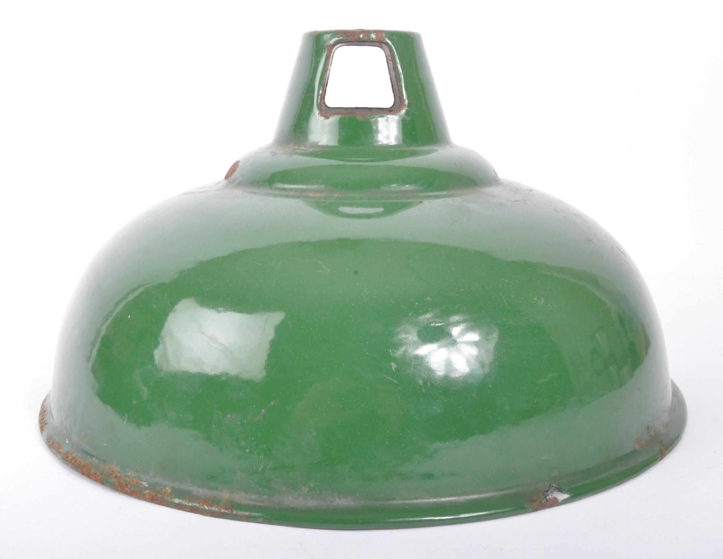 PAIR OF RETRO GREEN ENAMELLED INDUSTRIAL SHADES - Image 5 of 6
