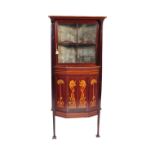 VINTAGE EDWARDIAN MAHOGANY INLAID CORNER CABINET