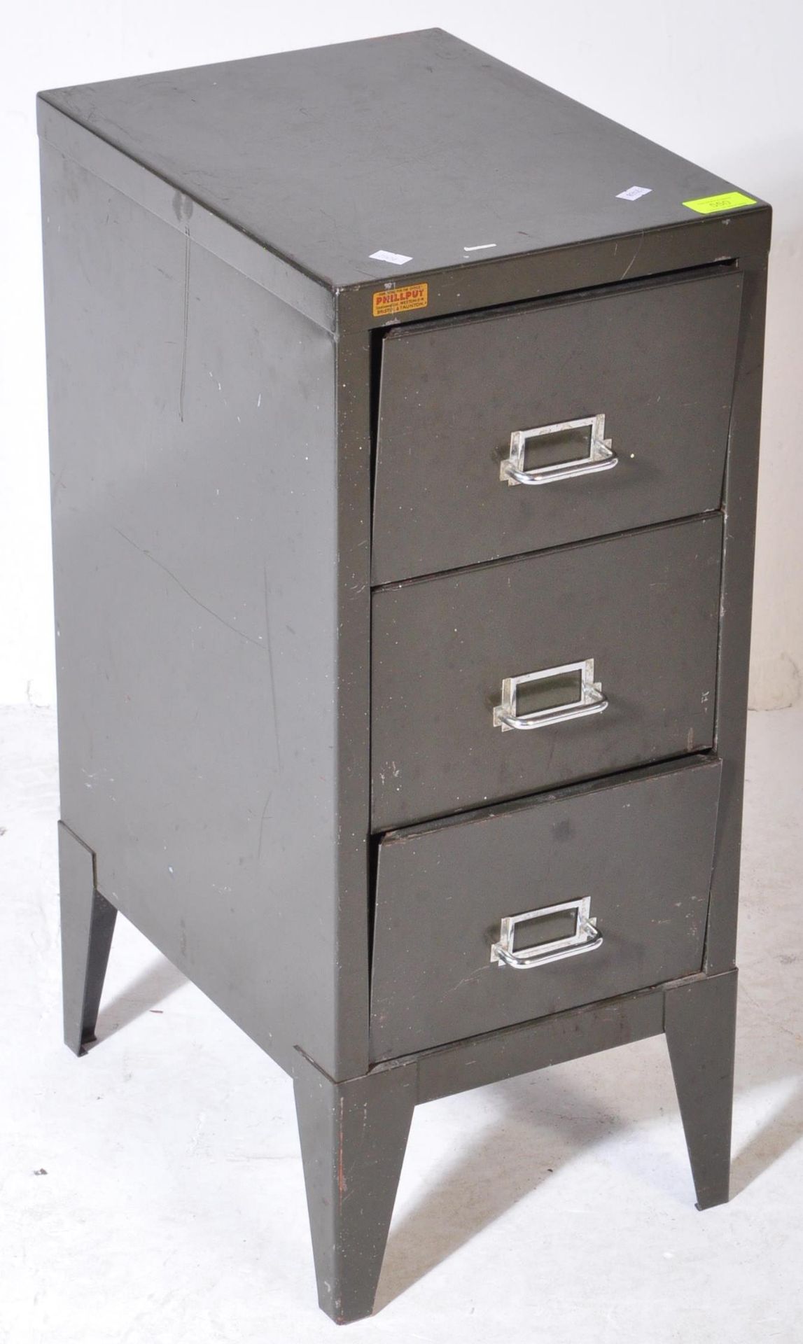 PHILLPUT - MID 20TH CENTURY INDUSTRIAL GREEN FILING CABINET - Image 2 of 6