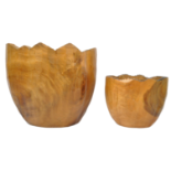 PAIR OF VINTAGE GRADUATING BEECH HAND CARVED PLANTER BOWLS