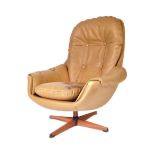 RETRO VINTAGE LEATHERETTE SWIVEL EGG ARMCHAIR