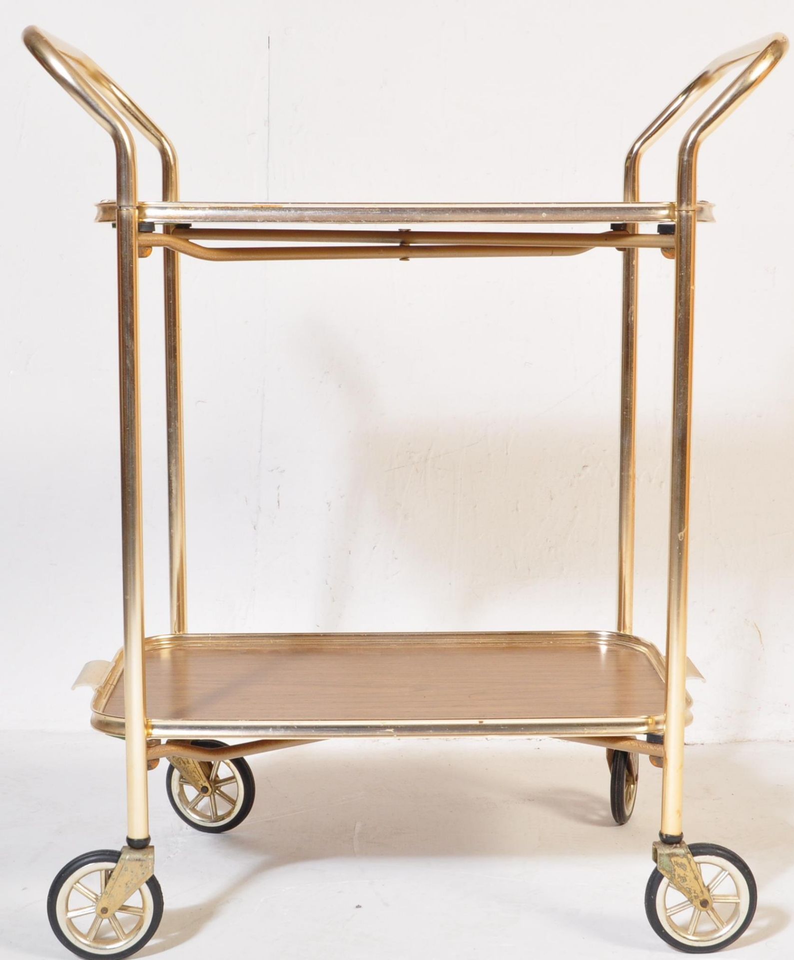 VINTAGE TWO TIER 1950'S TWO TIER SERVING COCKTAIL TROLLEY - Image 3 of 5