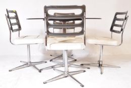 1970S VINTAGE GLASS & METAL CIRCULAR DINING TABLE & CHAIRS
