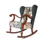 BIEDERMEIER CONTINENTAL 19TH CENTURY ROCKING ARMCHAIR