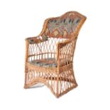 MID CENTURY RATTAN WEAVE TUB CONSERVATORY ARMCHAIR