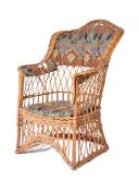 MID CENTURY RATTAN WEAVE TUB CONSERVATORY ARMCHAIR