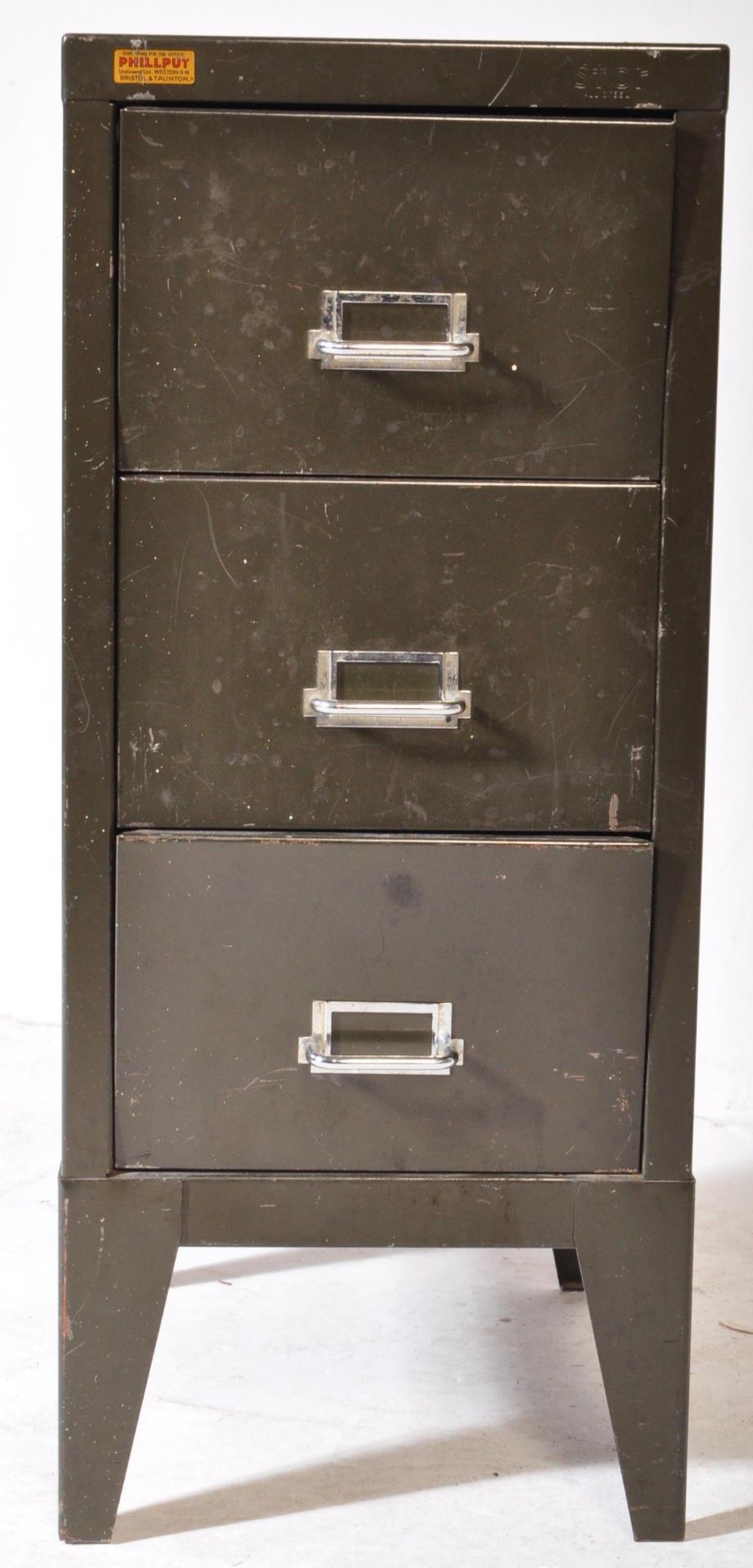 PHILLPUT - MID 20TH CENTURY INDUSTRIAL GREEN FILING CABINET - Image 3 of 6