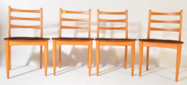 FOUR RETRO VINTAGE TEAK DANISH INSPIRED DINING CHAIRS