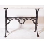 VICTORIAN STYLE CAST IRON TABLE WITH WHITE MARBLE TOP