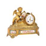 LATE 19TH CENTURY FRENCH MIROY GILT MANTEL CLOCK