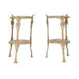 20TH CENTURY CLASSICAL PAIR OF PIERCED TWIN TIER PLANT STANDS