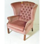 VINTAGE MID 20TH CENTURY PINK UPHOLSTERED WINGBACK ARMCHAIR