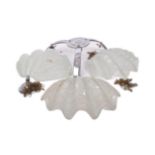 VINTAGE ART DECO FRENCH PRESSED GLASS CEILING LIGHT