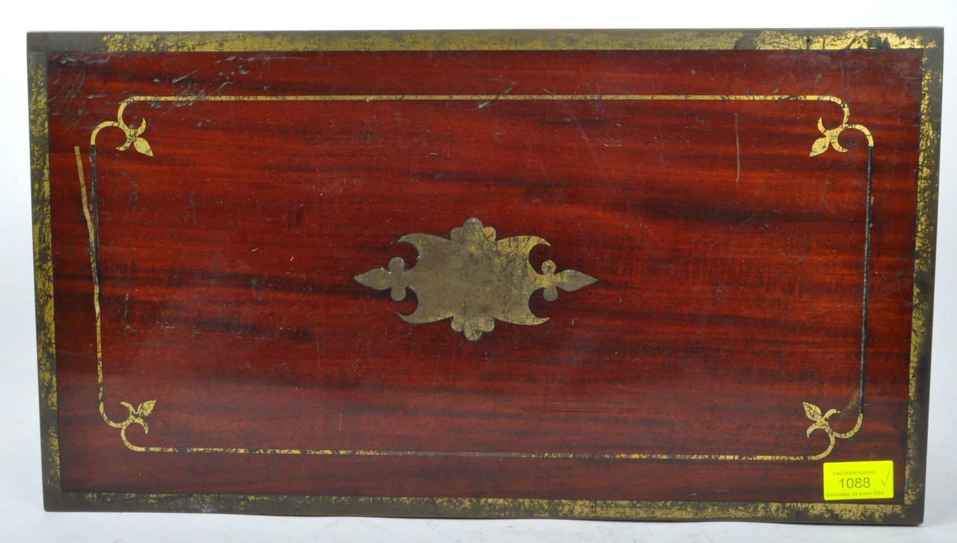 GEORGE III MAHOGANY & BRASS BOUND WRITING SLOPE - Image 5 of 5