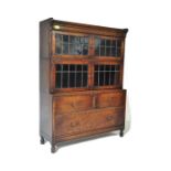 ARTS & CRAFTS - EARLY 20TH CENTURY MINTY OAK BOOKCASE DRAWERS