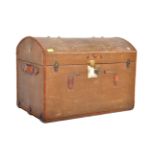 EARLY 20TH CENTURY TRAVEL RAILWAY DOME TOP TRUNK