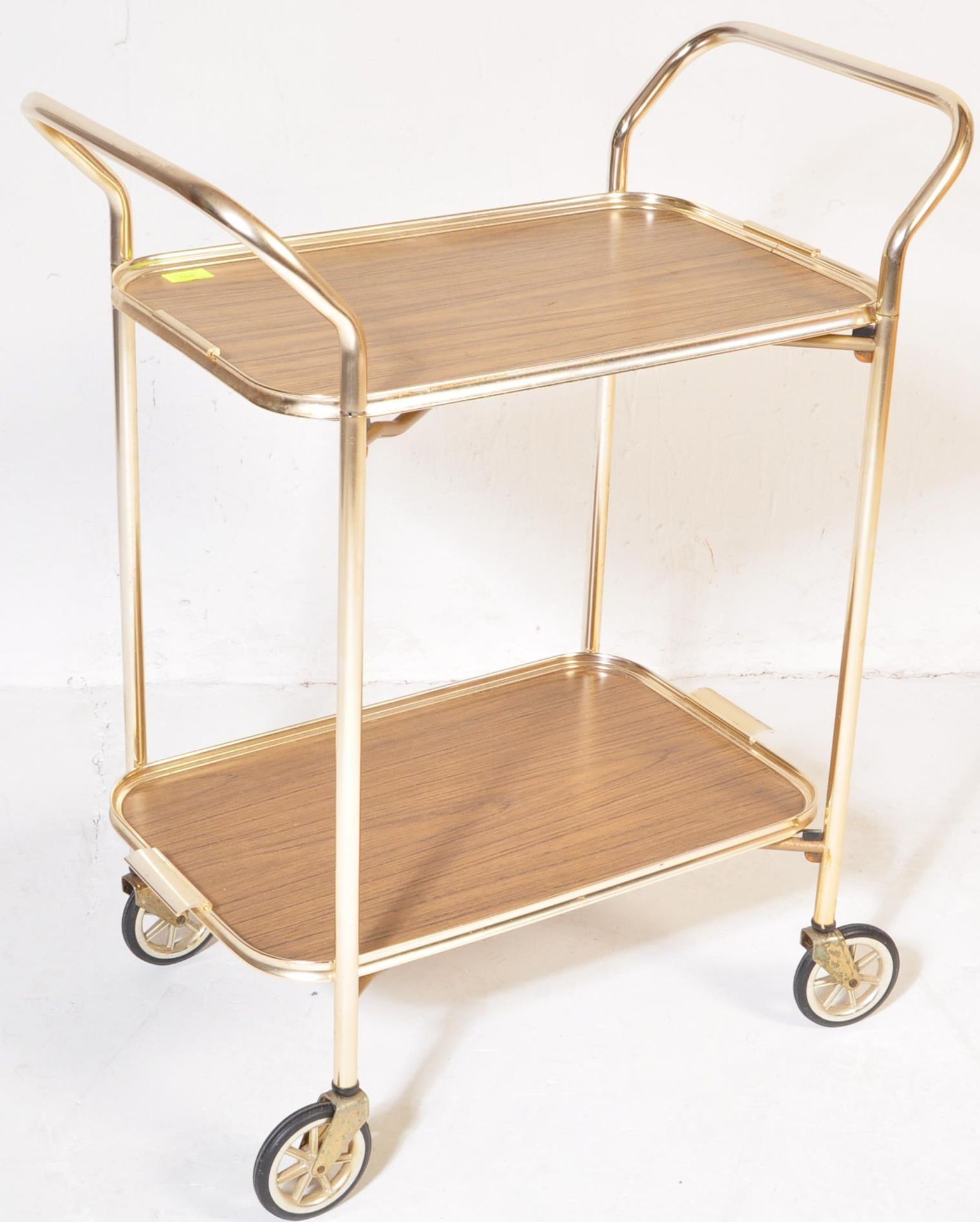 VINTAGE TWO TIER 1950'S TWO TIER SERVING COCKTAIL TROLLEY - Image 2 of 5