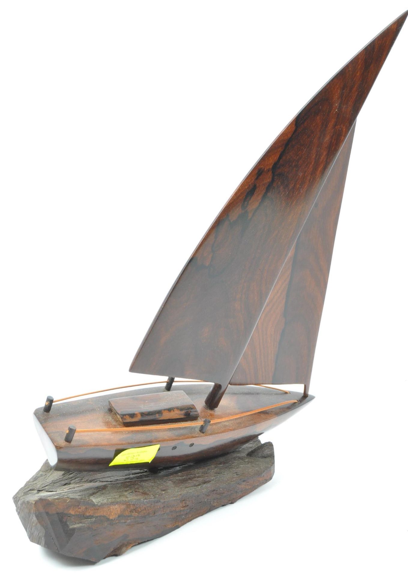 ART DECO STYLE CARVED HARDWOOD MODEL OF A YACHT - Image 4 of 5