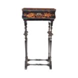 19TH CENTURY CHINESE CHINOISERIE LACQUERED LADIES WORK TABLE