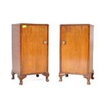 PAIR OF 1940'S QUEEN ANNE WALNUT BEDSIDE CABINET LOCKERS