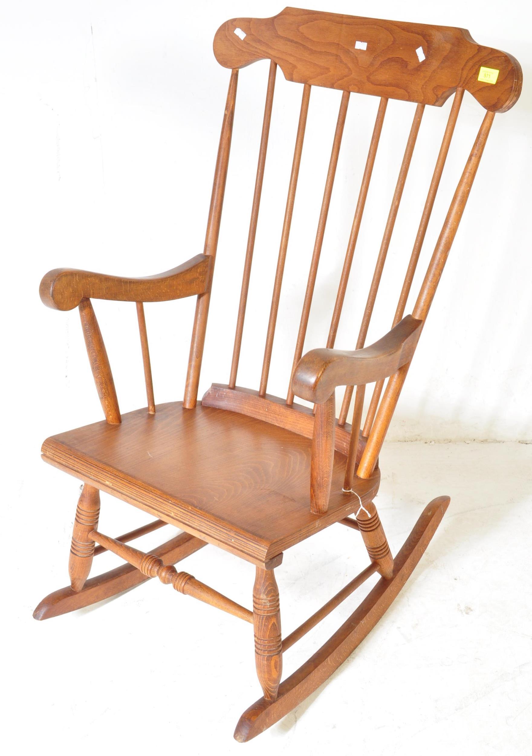 RETRO VINTAGE BEECH & ELM ERCOL STYLE ROCKING ARMCHAIR - Image 2 of 4