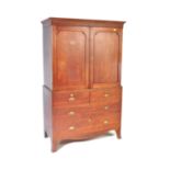 19TH CENTURY GEORGE III MAHOGANY LINEN PRESS WARDROBE