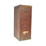 1930'S ART DECO OAK INDUSTRIAL FOUR DRAWER FILING CABINET