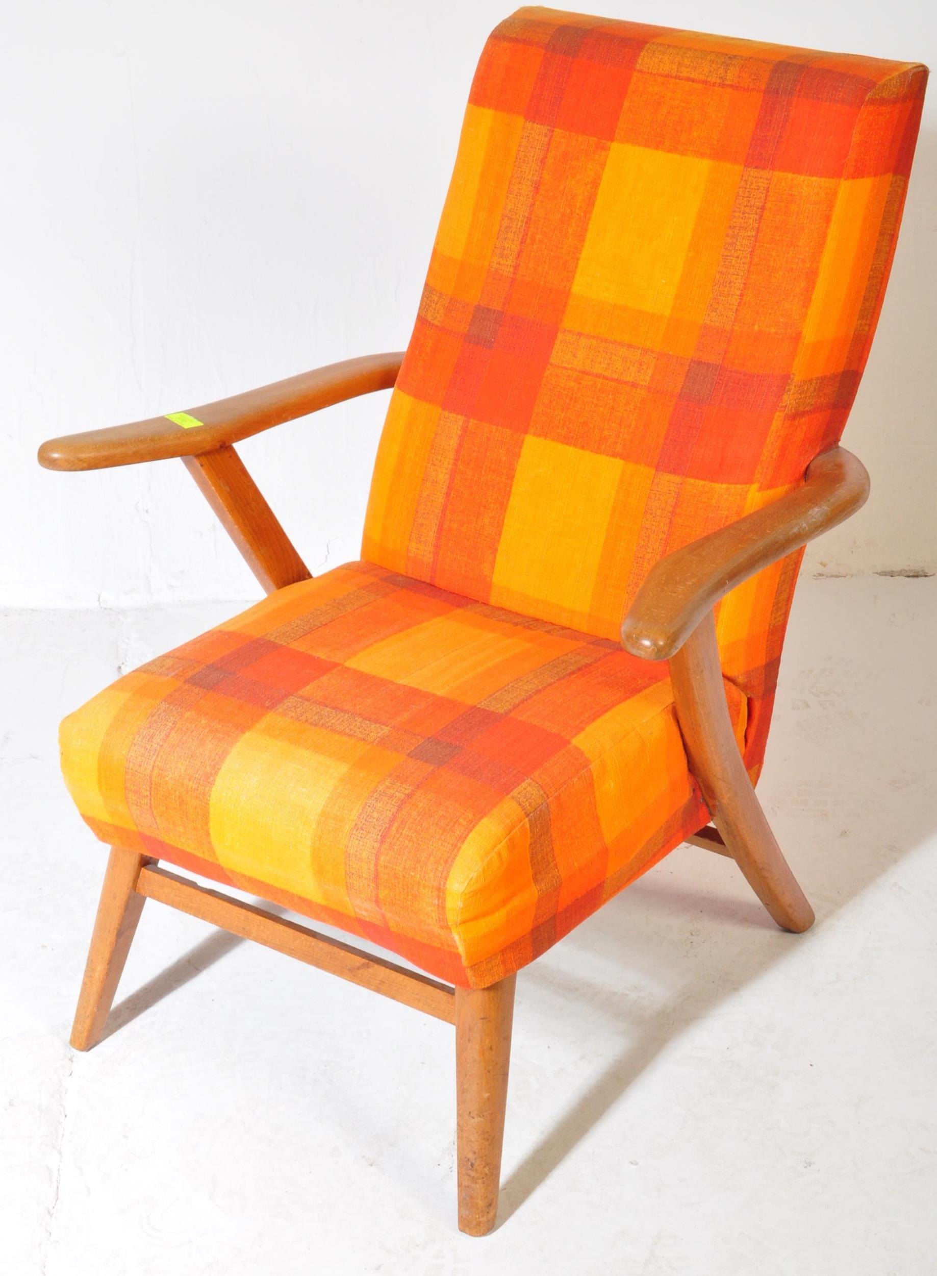 RETRO MID CENTURY OAK FRAMED ARMCHAIR - Image 2 of 5