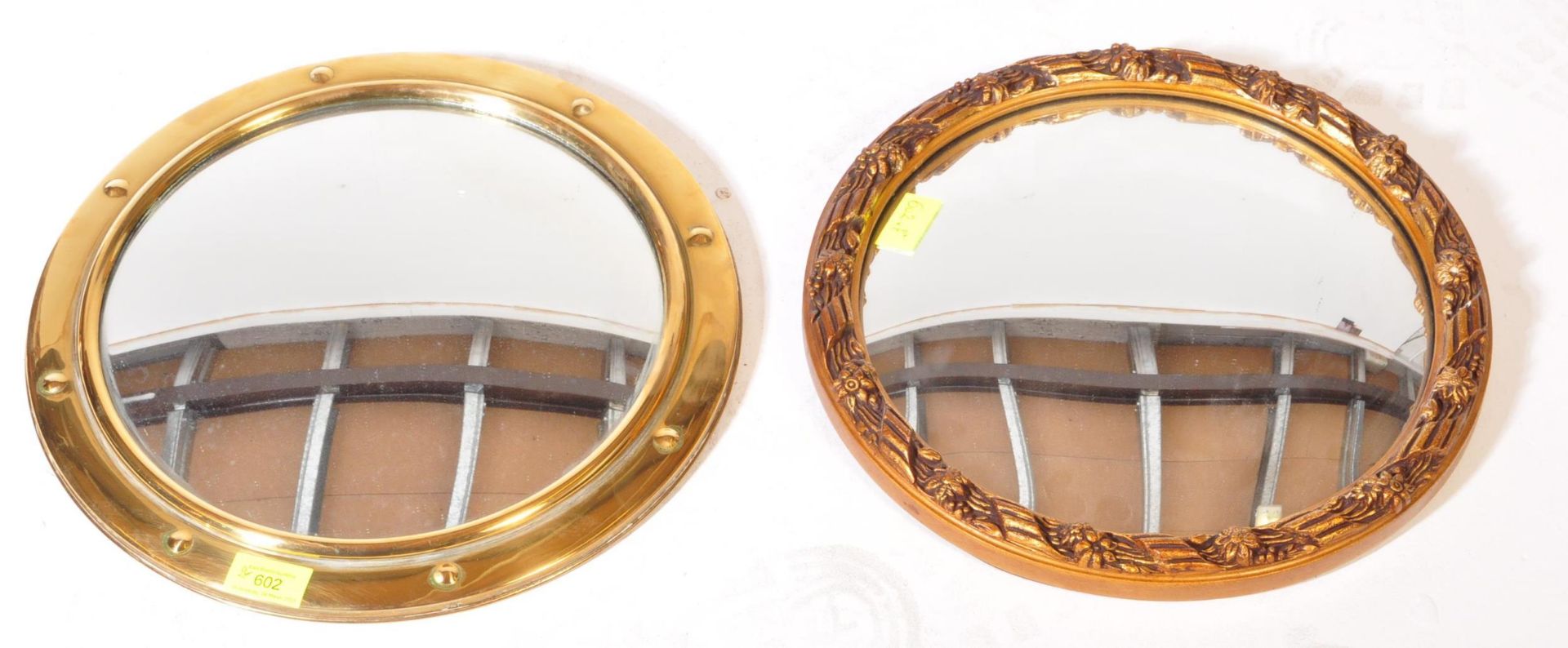 BRASS FISH EYE CONVEX CIRCULAR WALL MIRROR & ANOTHER - Image 2 of 5