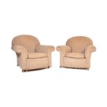 PAIR OF MID 20TH CENTURY UPHOLSTERED ARM CHAIRS