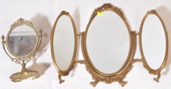 TWO VINTAGE 20TH CENTURY MIRRORS - TRIPTICH & DRESSING TABLE