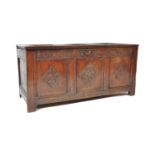 17TH CENTURY COUNTRY OAK LARGE OAK COFFER CHEST