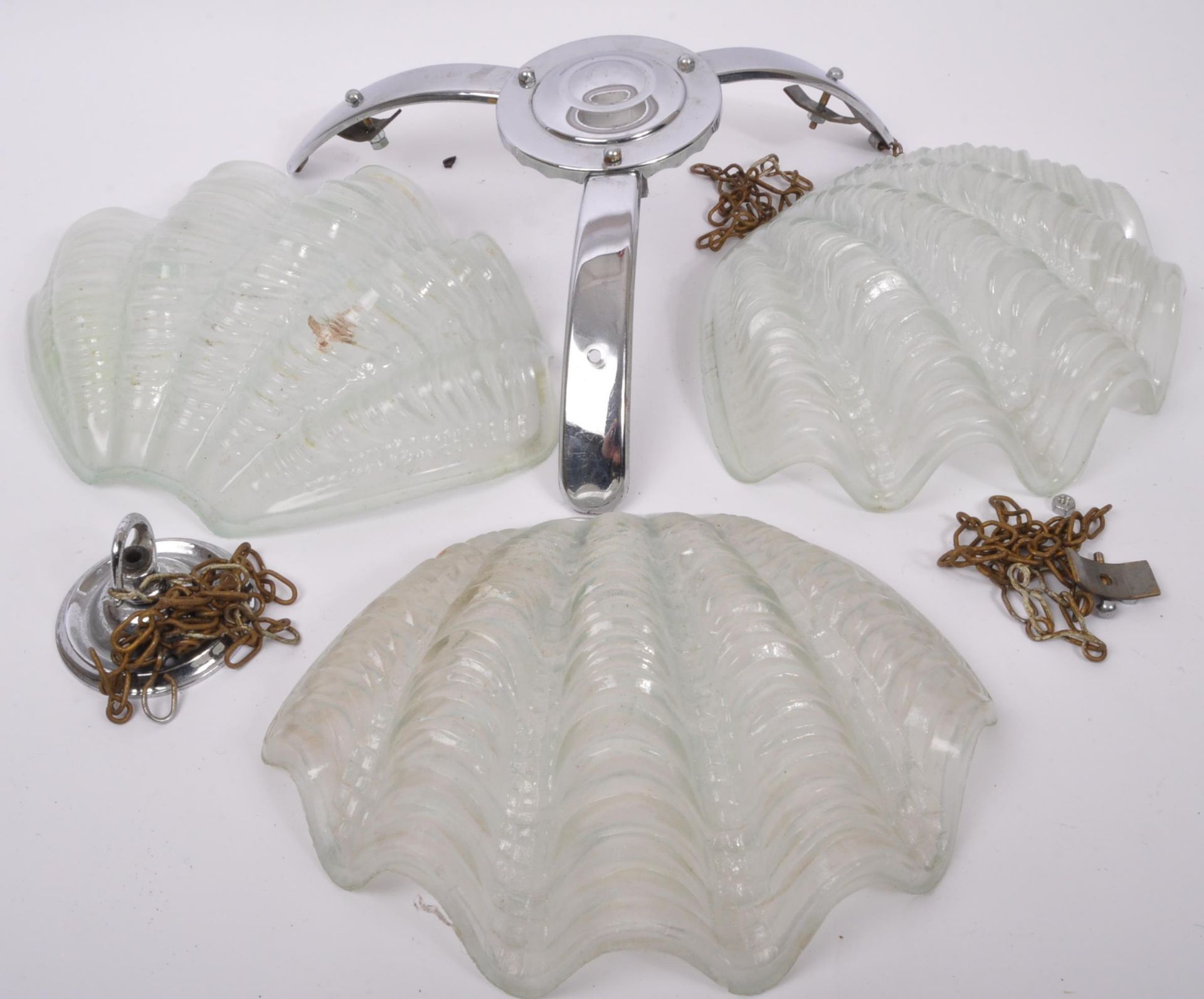 VINTAGE ART DECO FRENCH PRESSED GLASS CEILING LIGHT - Image 2 of 4