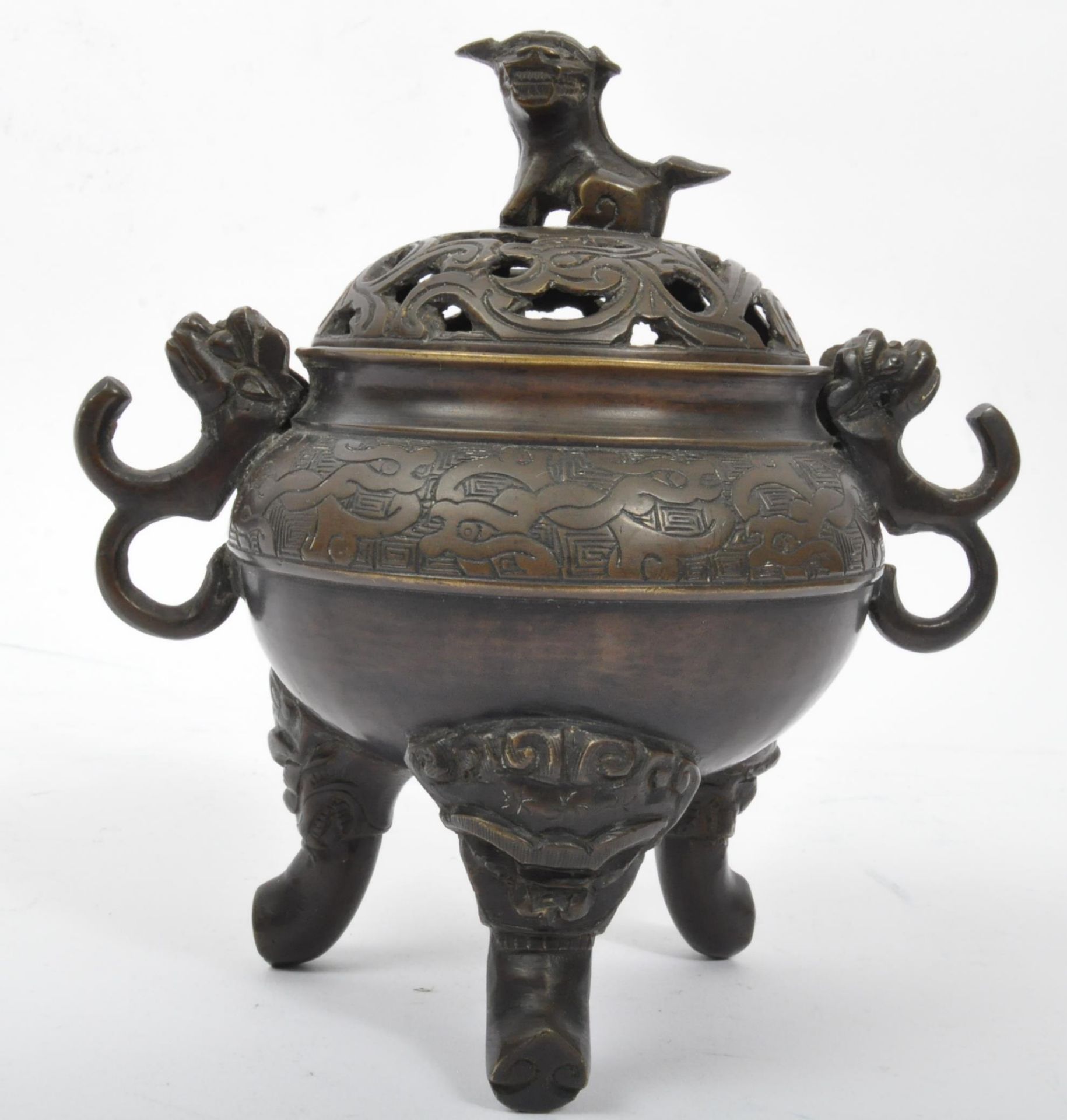 19TH CENTURY CHINESE ORIENTAL BRONZE CENSOR POT - Bild 5 aus 10