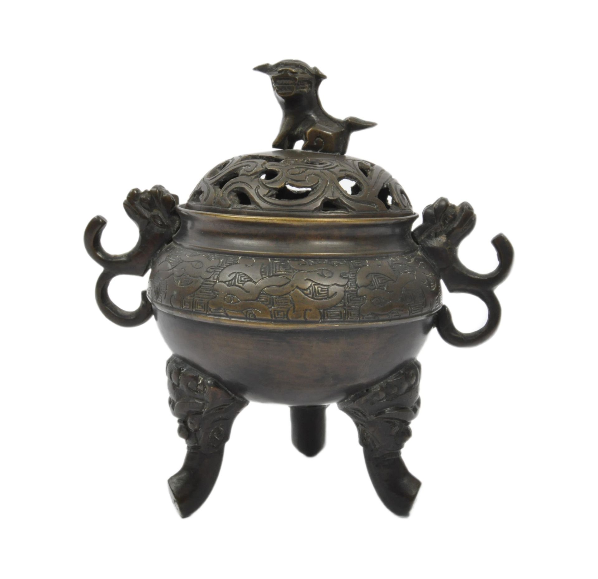 19TH CENTURY CHINESE ORIENTAL BRONZE CENSOR POT