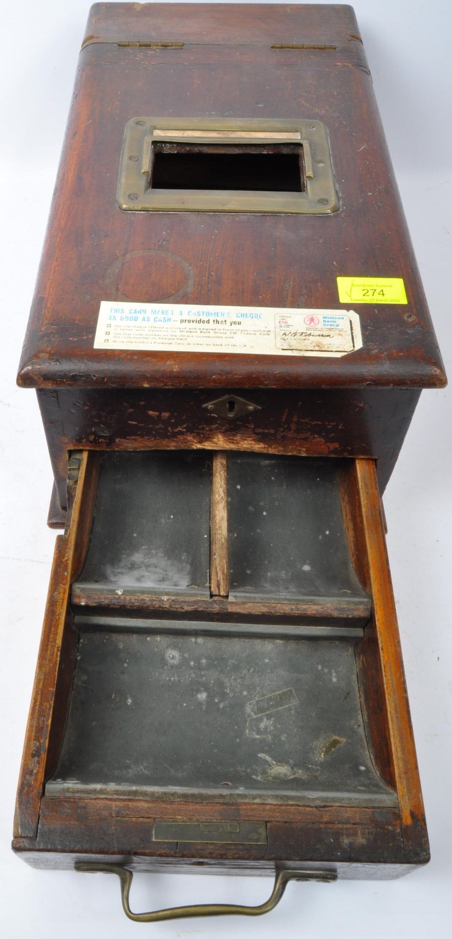 VINTAGE 20TH CENTURY MAHOGANY CASED CASH REGISTER - Image 7 of 7