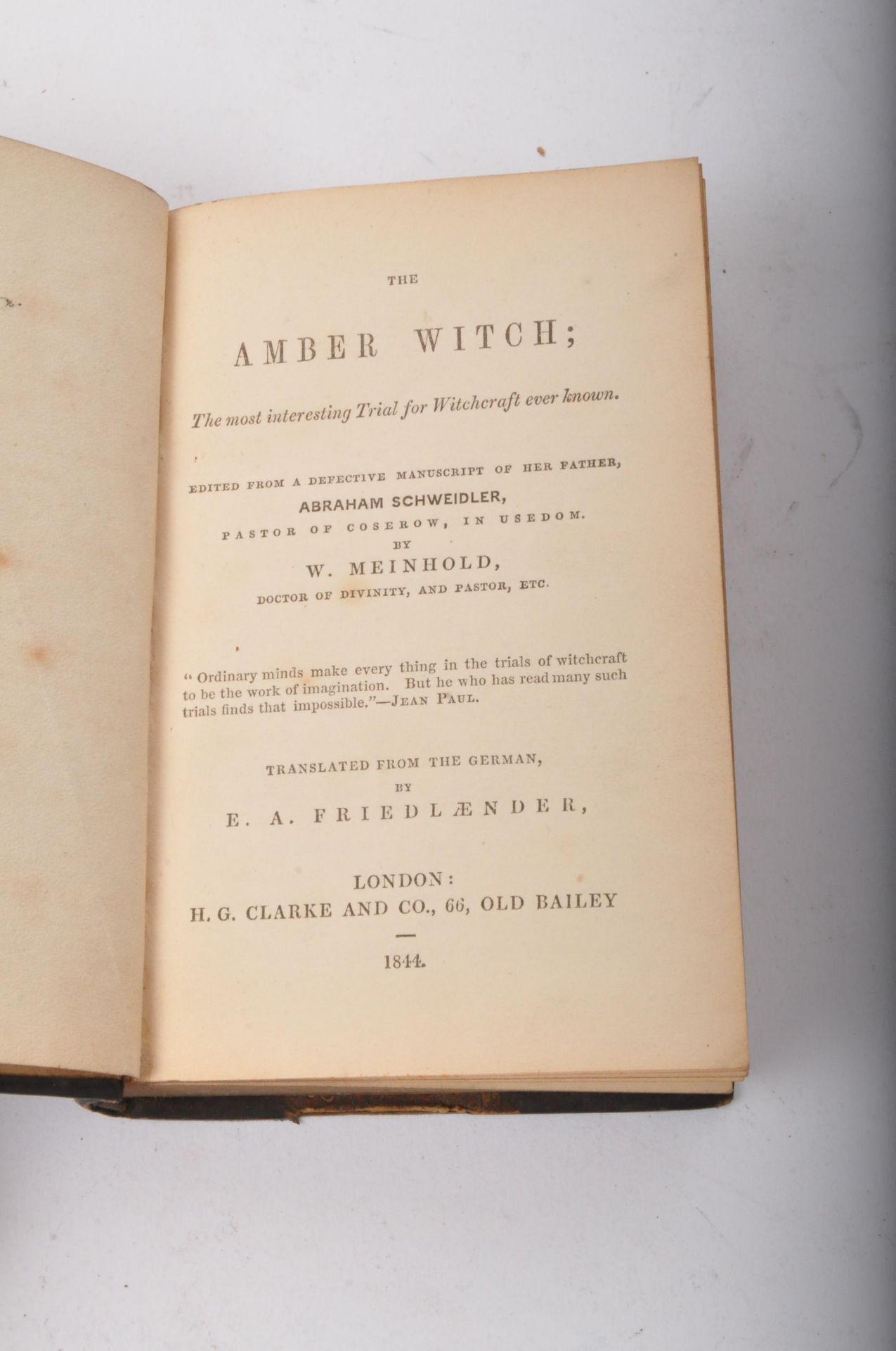 THE AMBER WITCH - W. MEINHOLD - 1844 TRANSLATED - Image 2 of 5