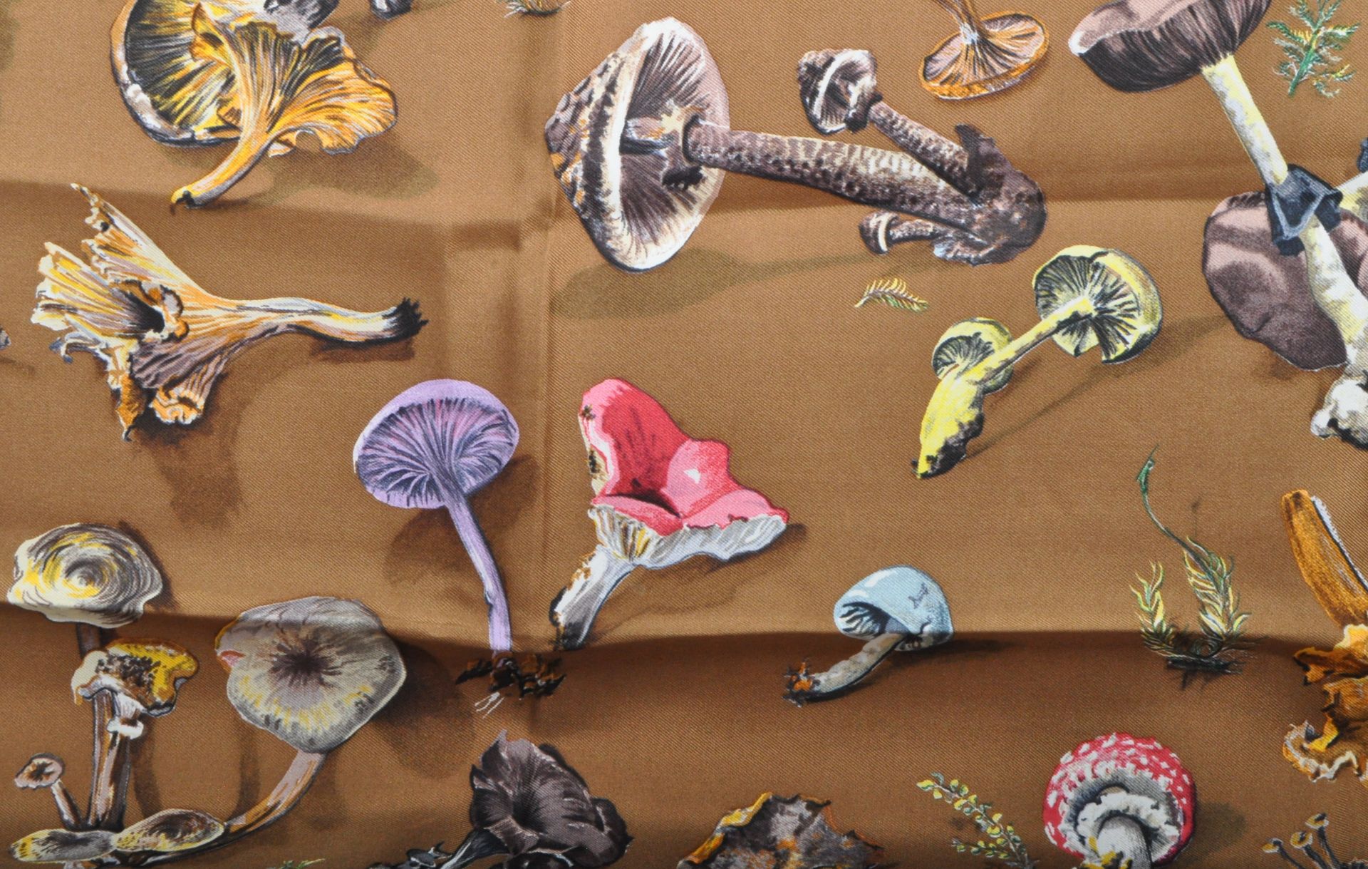 HERMES PARIS SILK SCARF FOULARD WITH MUSHROOMS - Image 4 of 8