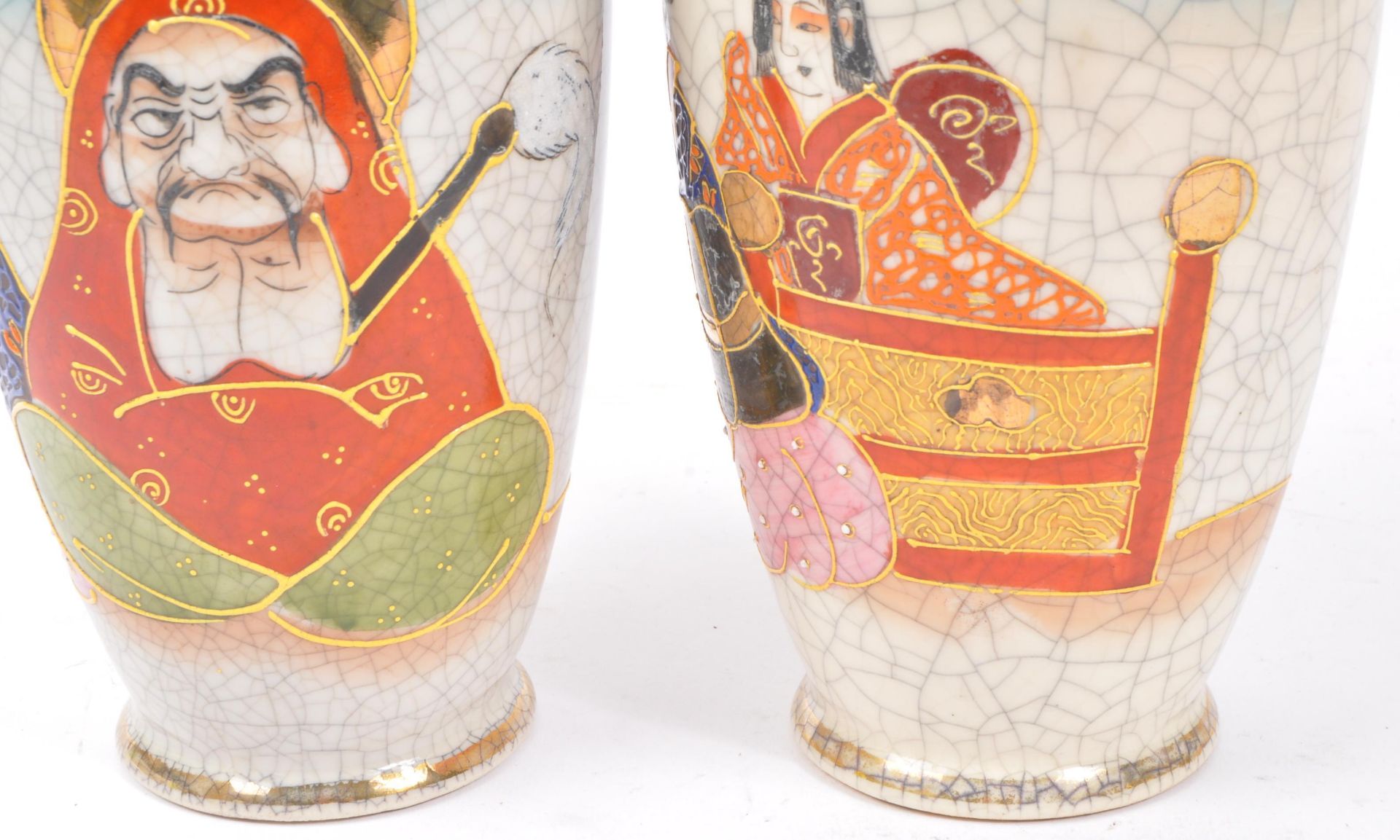 JAPANESE SATSUMA CERAMIC POTTERY VASES - Image 5 of 6