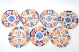 FIVE 19TH CENTURY & LATER IMARI JAPANESE PLATES