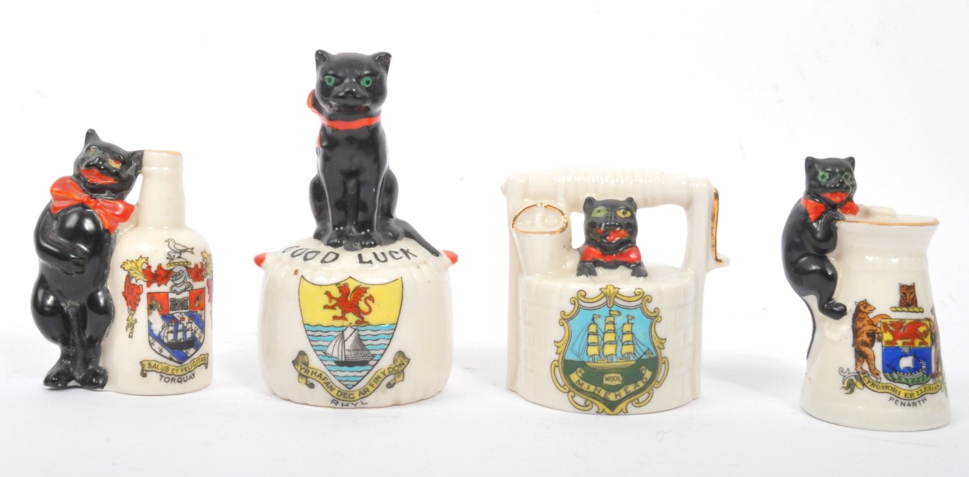 CRESTED CHINA - ARCADIAN BLACK CAT SERIES PIECES