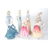 NAO & ROYAL DOULTON - SEVEN BONE CHINA FIGURINES