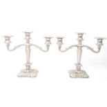 PAIR OF 20TH CENTURY SILVER PLATED CANDELABRA
