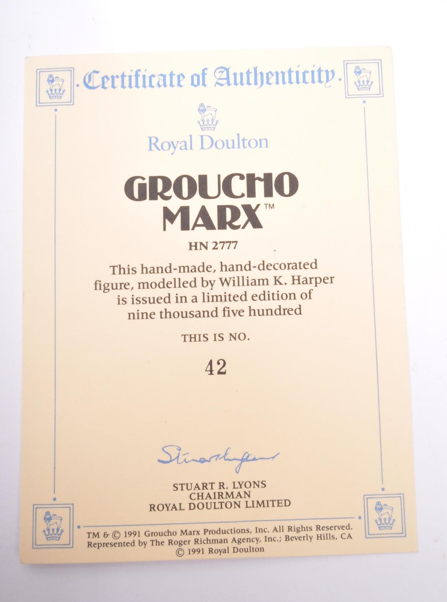 ROYAL DOULTON LIMITED EDITION GROUCHO MARX FIGURE - Image 5 of 6