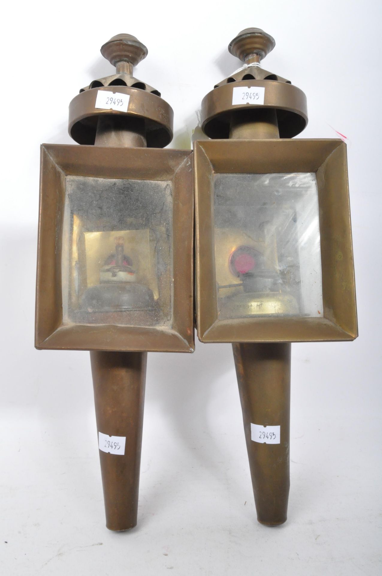 PAIR OF 19TH CENTURY BRASS CARRIAGE LAMPS - Image 2 of 7