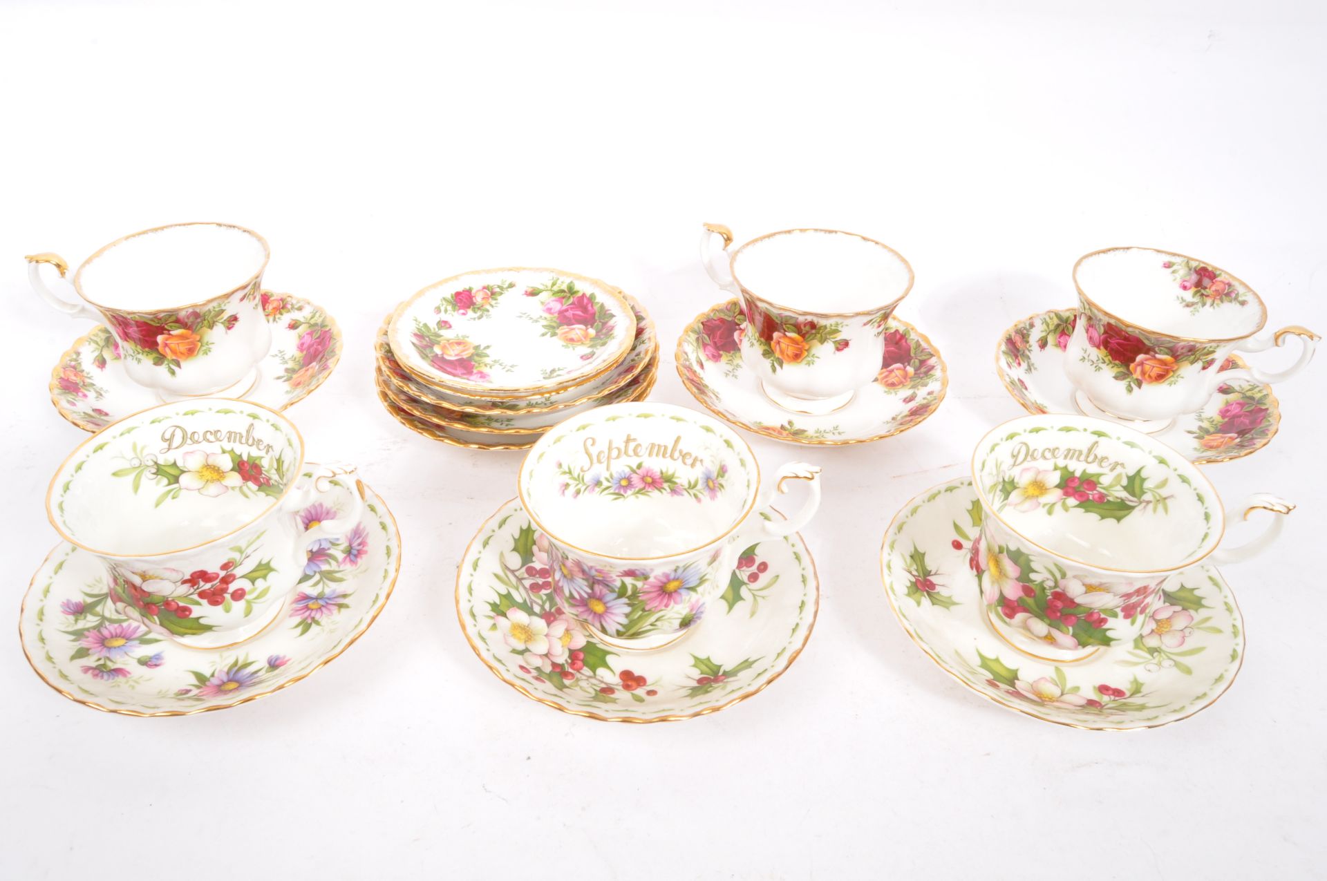 ASSORTMENT OF VINTAGE ROYAL ALBERT CHINA TEA CUPS & SAUCERS