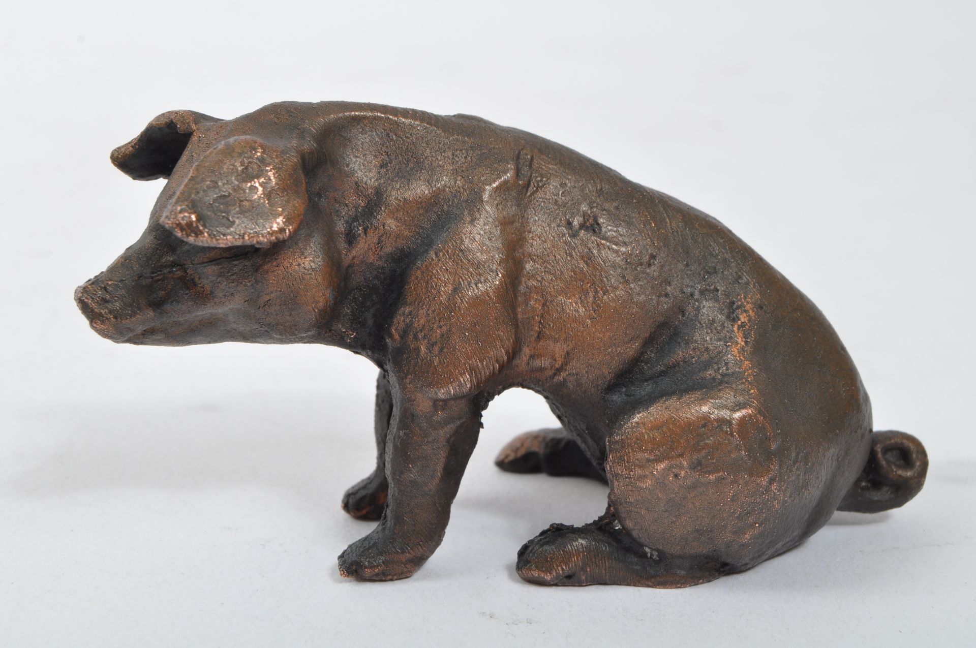 VINTAGE BRONZE PAINTED MINIATURE SITTING PIG