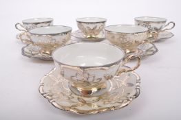 MID CENTURY GERMAN HUTSCHENREUTHER SILVER LUSTRE COFFEE SET