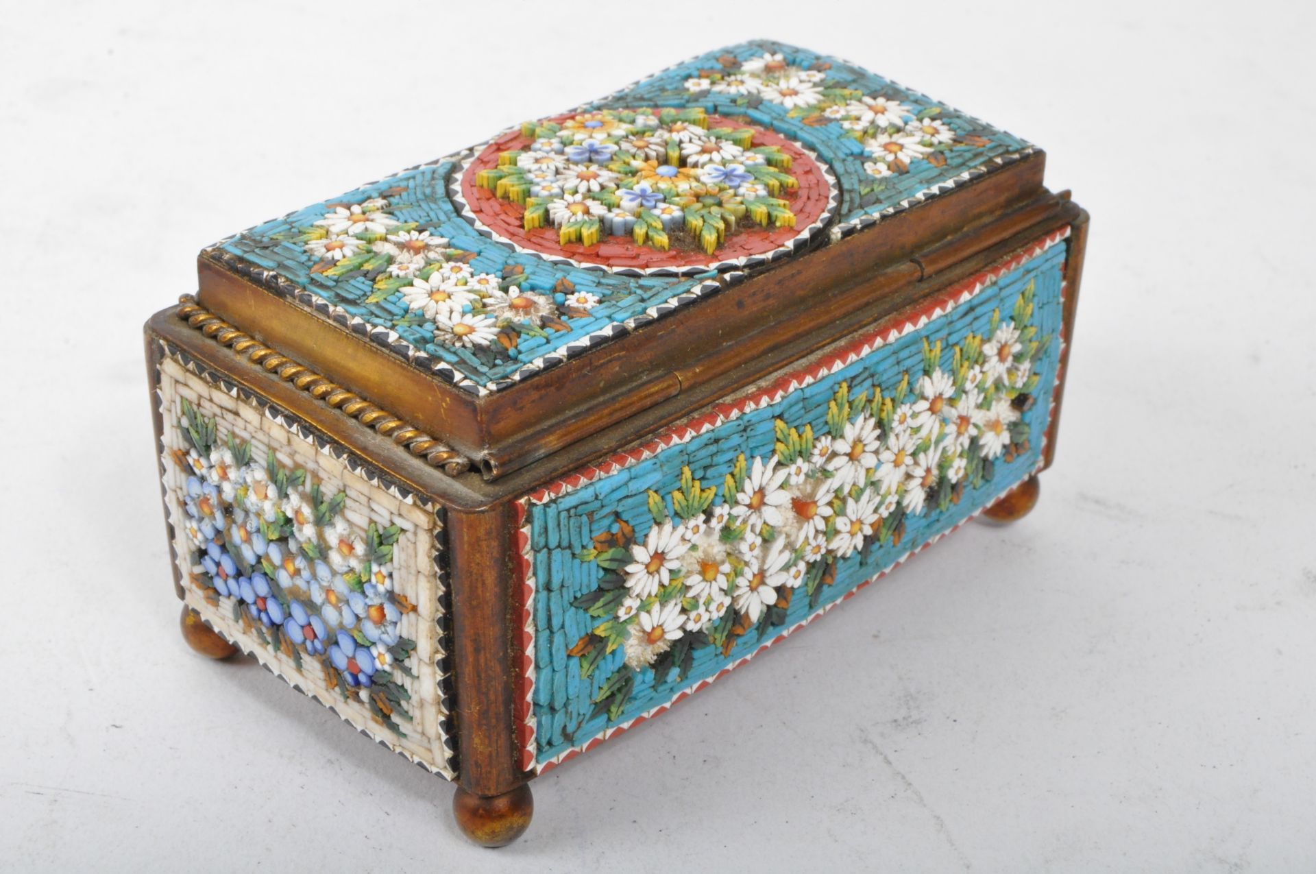 19TH CENTURY ITALIAN MICRO MOSAIC JEWELLERY BOX CASKET - Bild 6 aus 6
