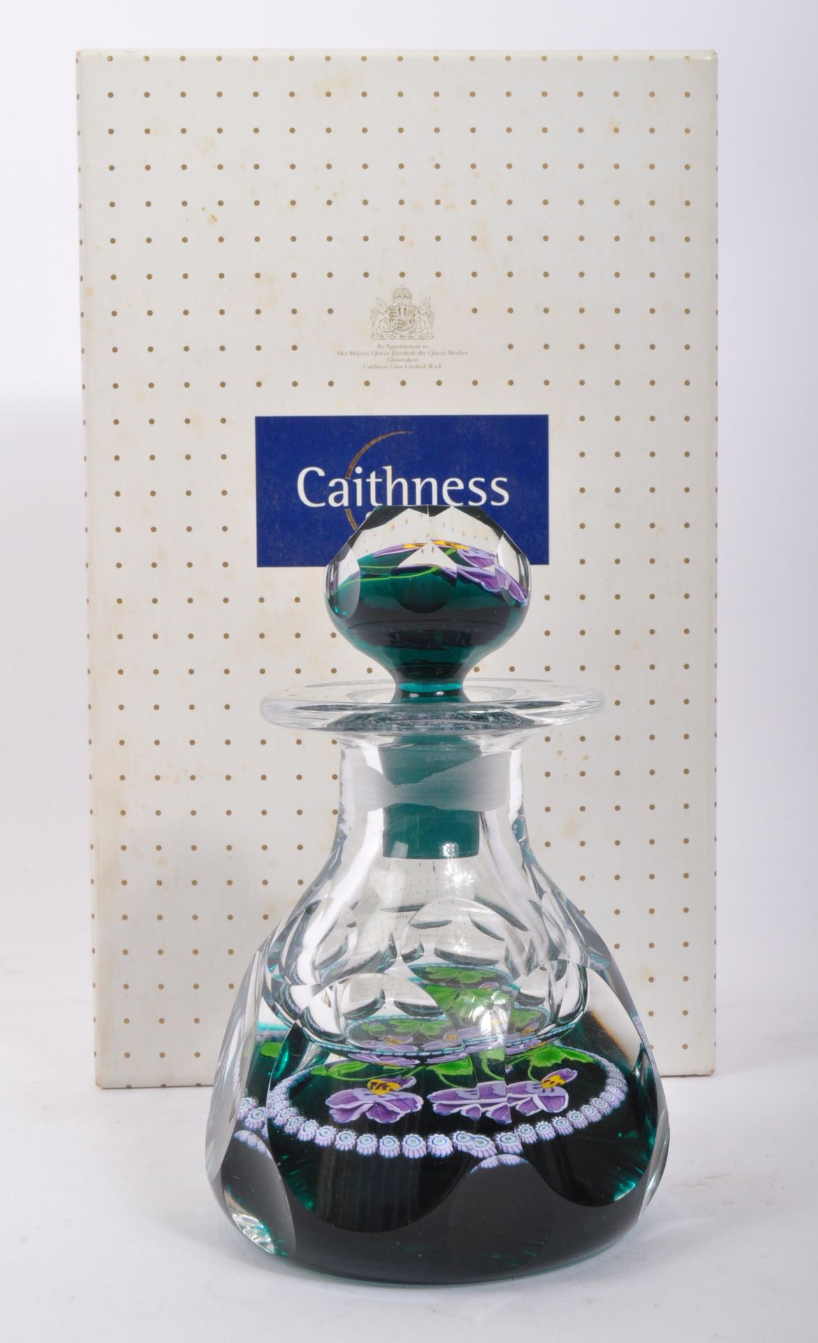 WHITEFRIARS CAITHNESS NOS GLASS PANSY PERFUME BOTTLE